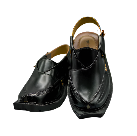 Peshawari Chappal Hand Crafted Full Black