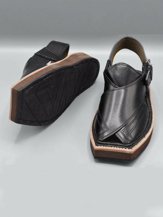 Peshawari Kaptaan Chappal Black Color