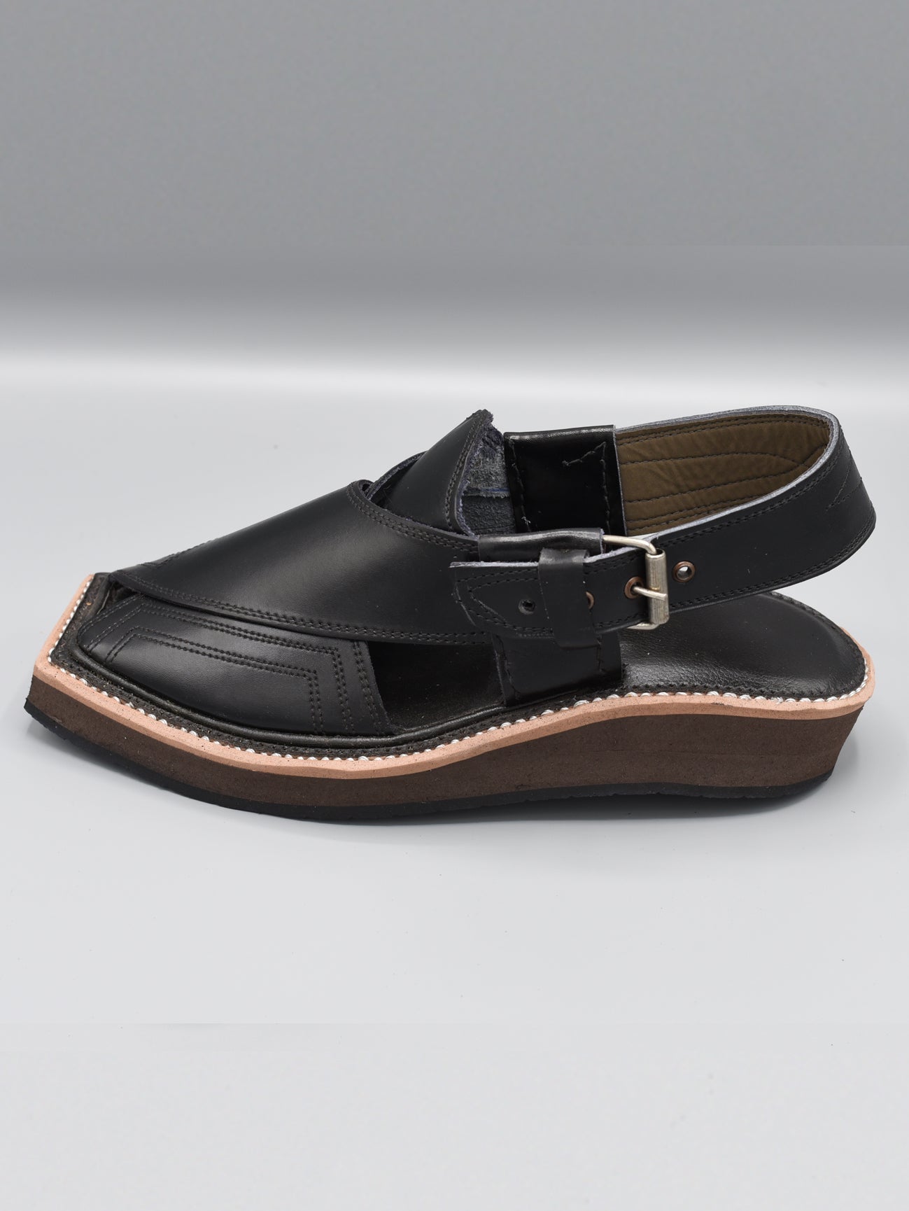 Peshawari Kaptaan Chappal Black Color