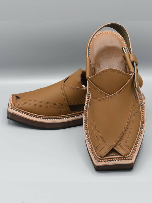 Peshawari Kaptaan Chappal Camel Brown Color