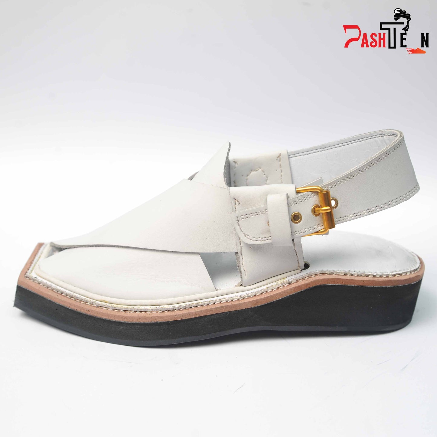 Peshawari Kaptaan Chappal White Color