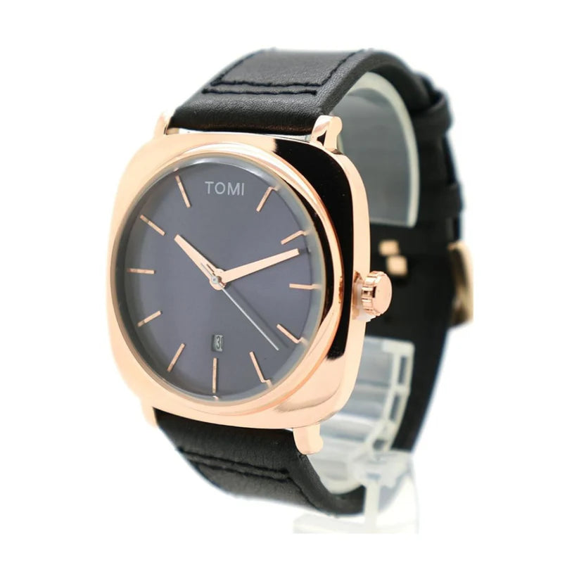 Rose & Gold  TOMI T-084 Men's Watch Quartz Date Leather Strap