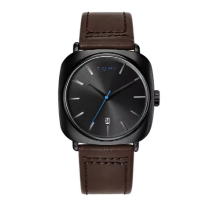 Black & Brown TOMI T-084 Men's Watch Quartz Date Leather Strap